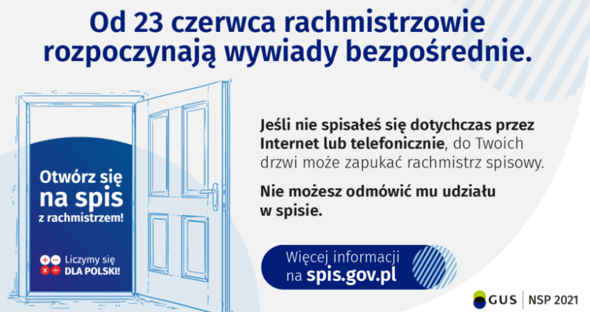 Od 23 czerwca br. rachmistrzowie spisowi rozpoczną wywiady bezpośrednie