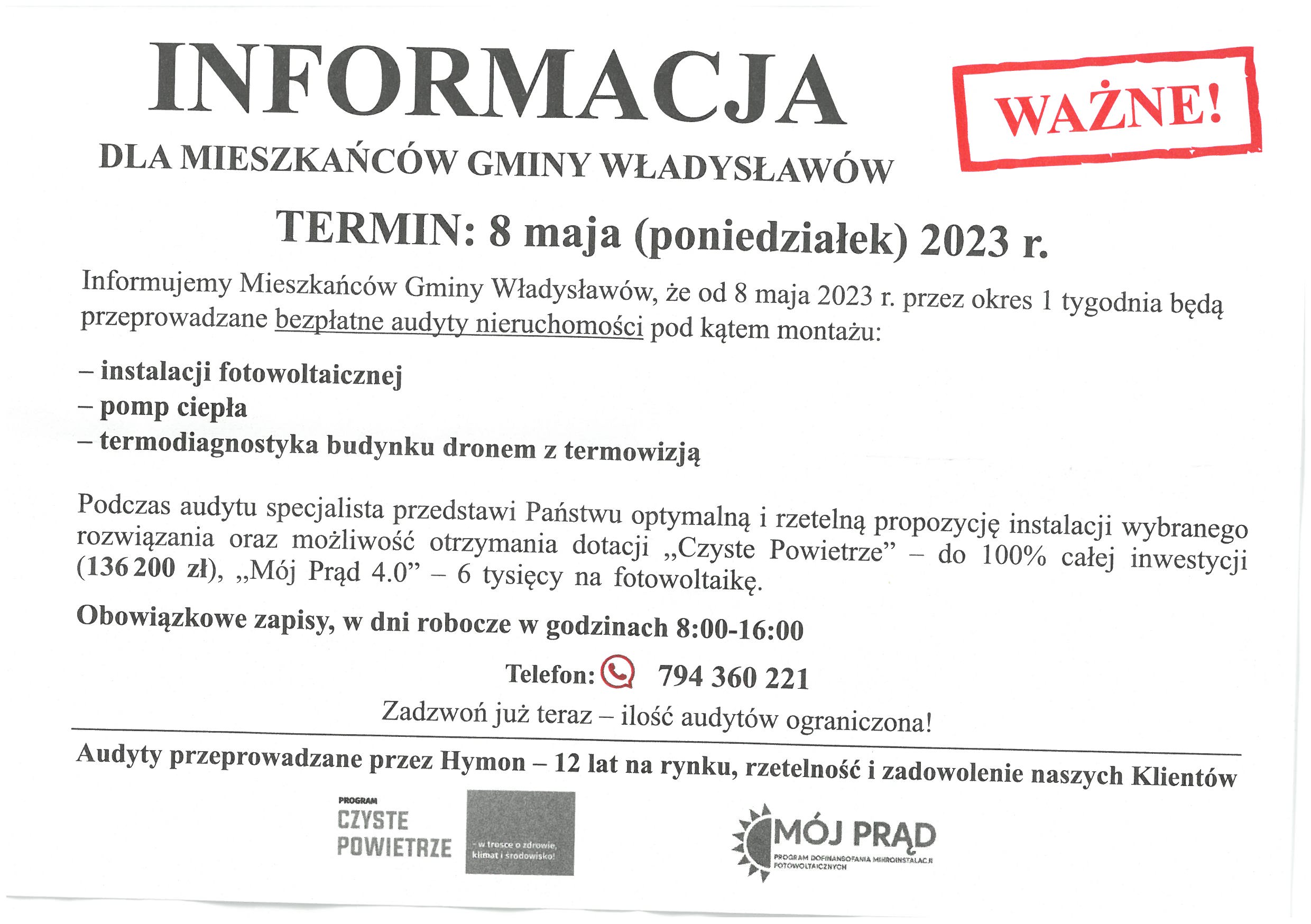 Ulotki o bezpłatnych audytach nieruchomości