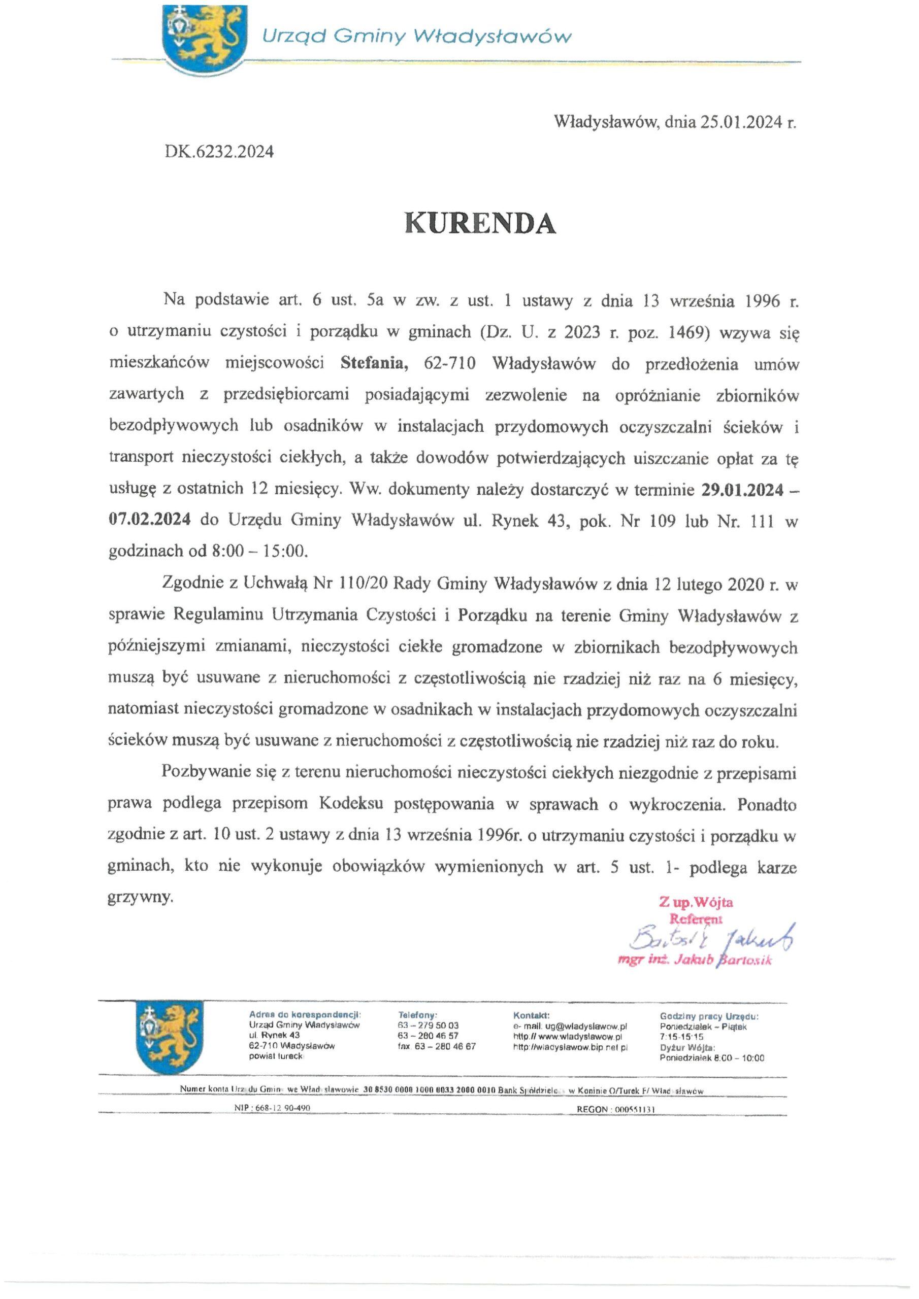 Kurenda dla mieszkańców Stefanii