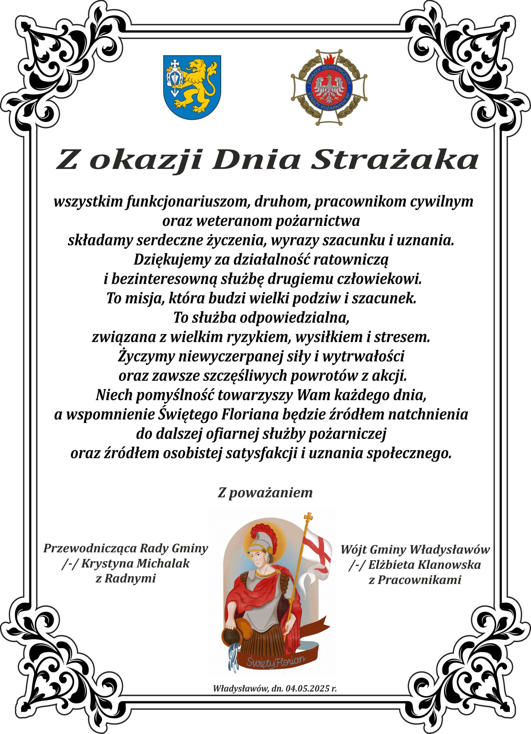 Życzenia z okazji Dnia Strażaka